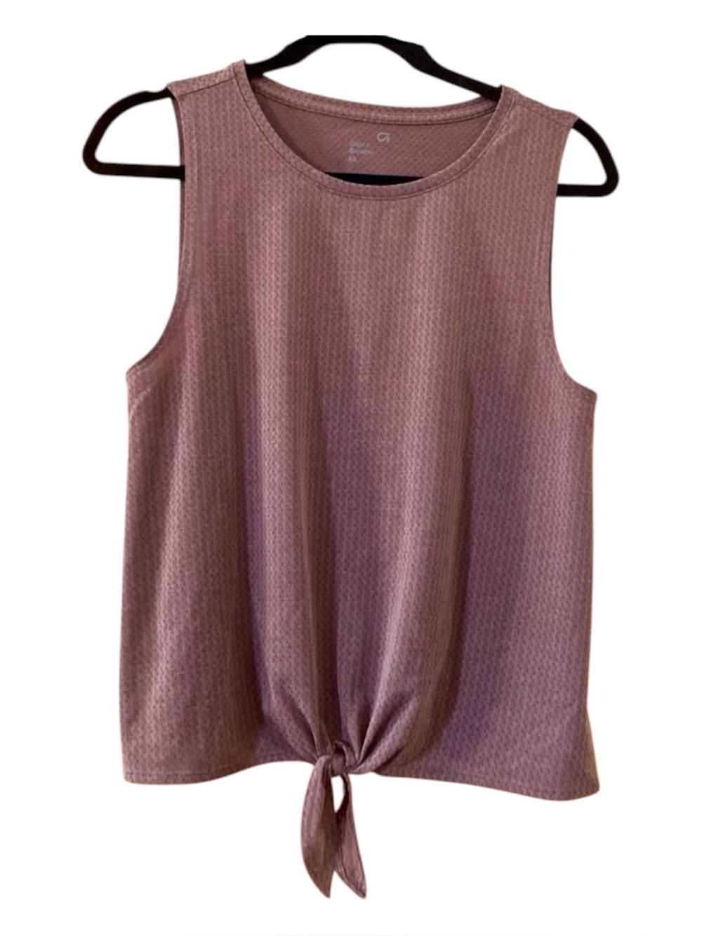 GapFit Mauve Tie Front Tank Top XS Textured Sleeveless Workout Activewear